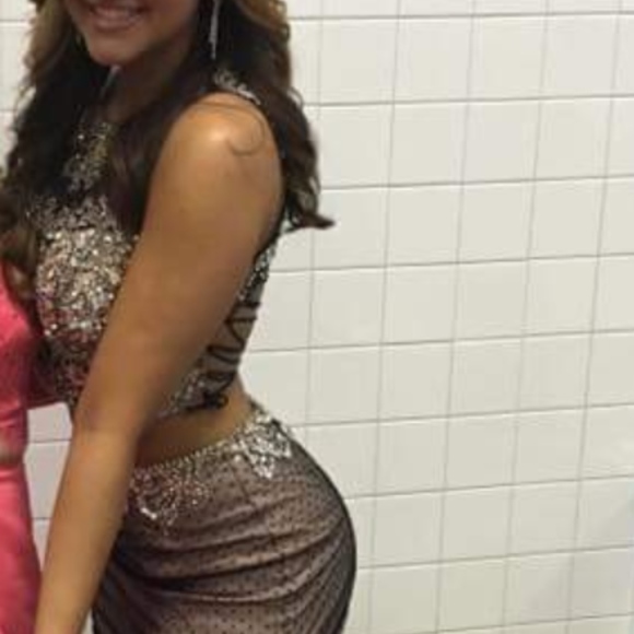 SALE! Two Piece mauve bling prom gown by Alyce 6 - Picture 7 of 8